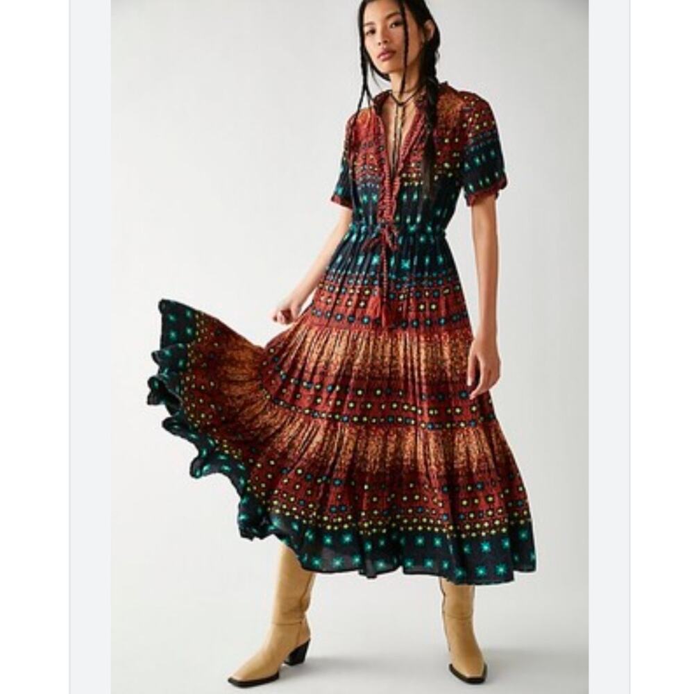 Free People Rare Feelings Maxi Dress Size S viscose C10